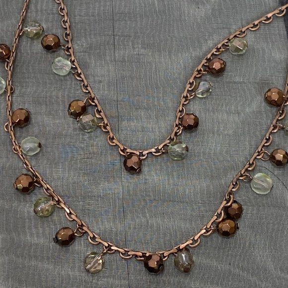 NWT Women's Two Strand Necklace with Bronze and Clear Beads - Picture 10 of 14